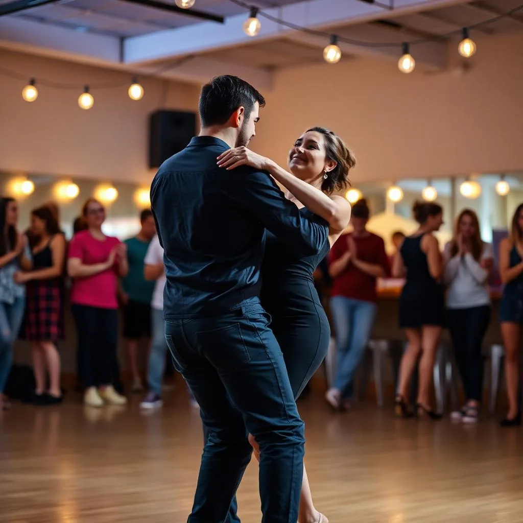 Alumnos aprendiendo a bailar en CBR Rivas-Vaciamadrid